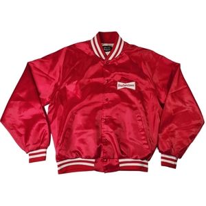 Vintage Anheuser Busch A & Eagle Collection Budweiser Red Satin Jacket XL USA
